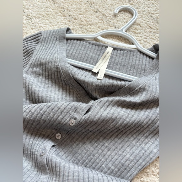 Babaton Gray Ribbed Knit Button-Down Dress - Picture 4 of 5